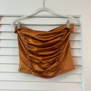 Free people copper strapless crop top